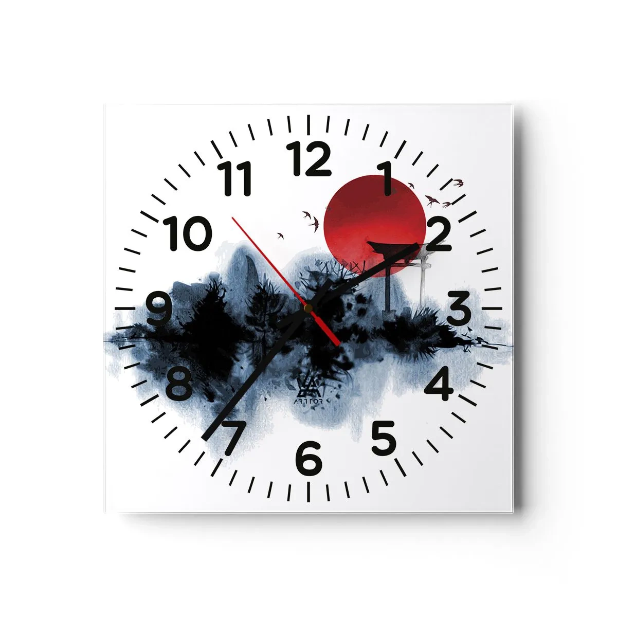 Reloj de pared - Reloj de vidrio - Visión japonesa - 30x30 cm