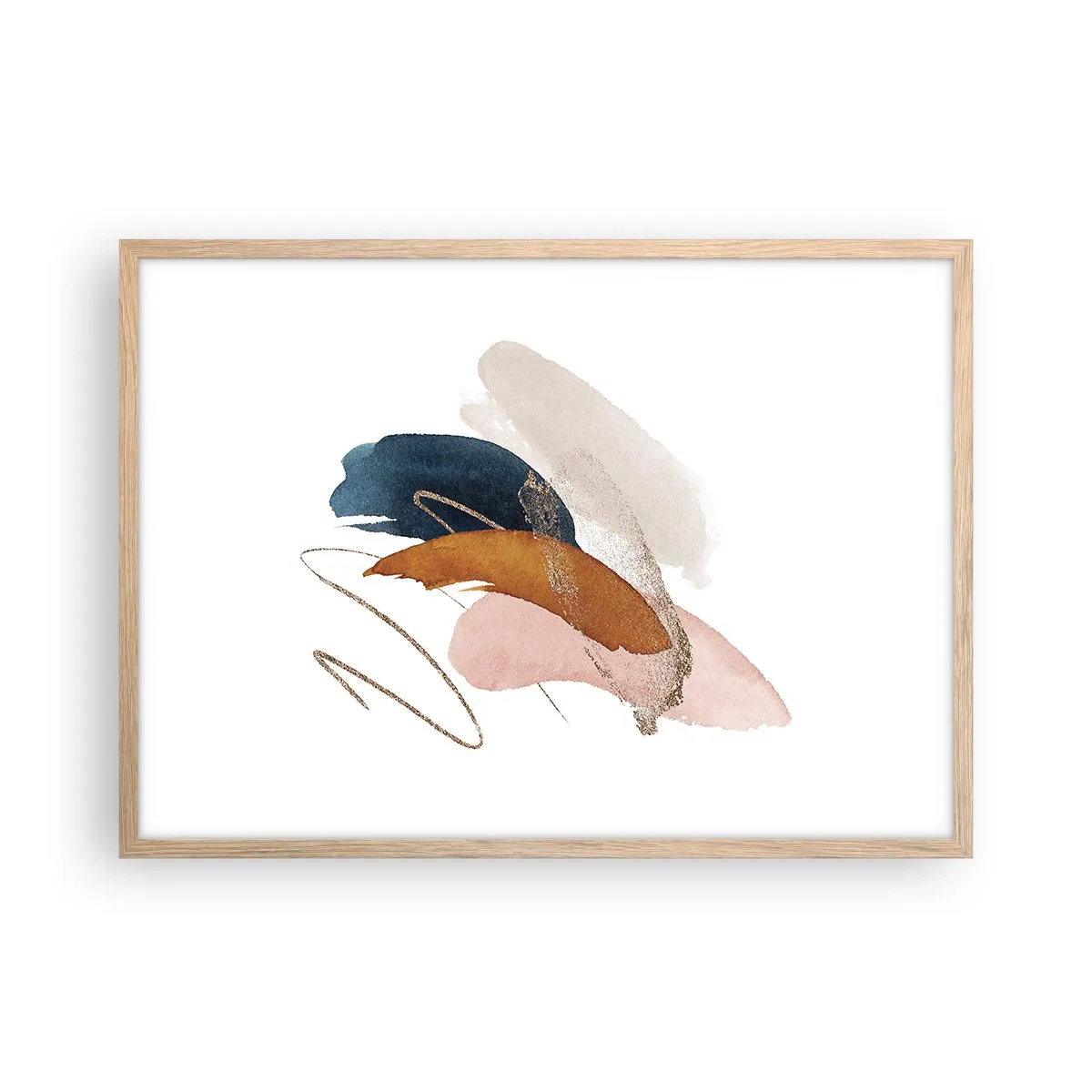Póster en marco roble claro - Composición alada - 70x50 cm