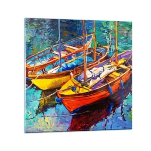 Cuadro sobre vidrio - Impresiones sobre Vidrio - Sobre el agua espesa de color - 30x30 cm