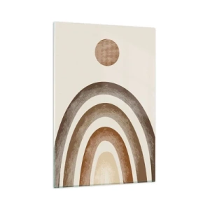 Cuadro sobre vidrio - Impresiones sobre Vidrio - Motivo planetario geométrico en tonos marrones - 80x120cm - En otro mundo - Decoración de pared moderna para salón y dormitorio ARTTOR