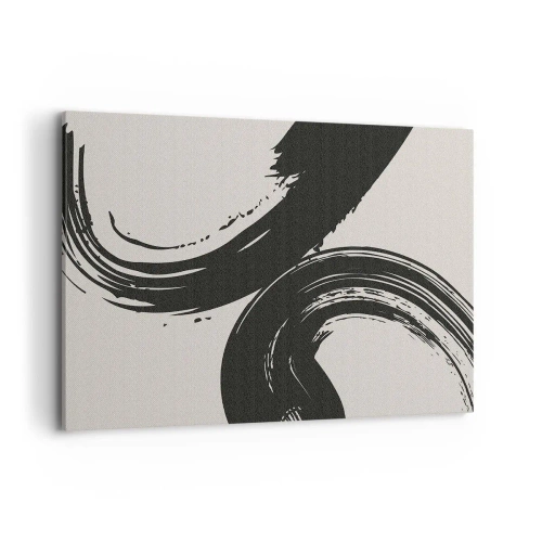 Cuadro sobre lienzo - Impresión de Imagen - Pinceladas dinámicas en negro sobre un fondo claro - 120x80cm - Barrido y circular - Decoración de pared moderna para salón y dormitorio ARTTOR