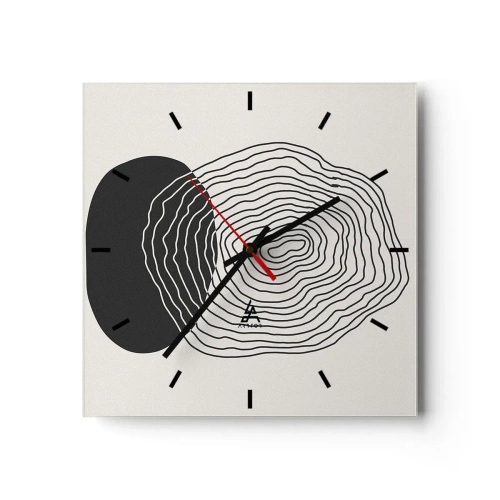 Reloj de pared - Reloj de vidrio - Patrón abstracto con líneas y formas en blanco y negro. - 30x30cm - Persistencia y vibración - Decoración de pared moderna para salón y dormitorio ARTTOR