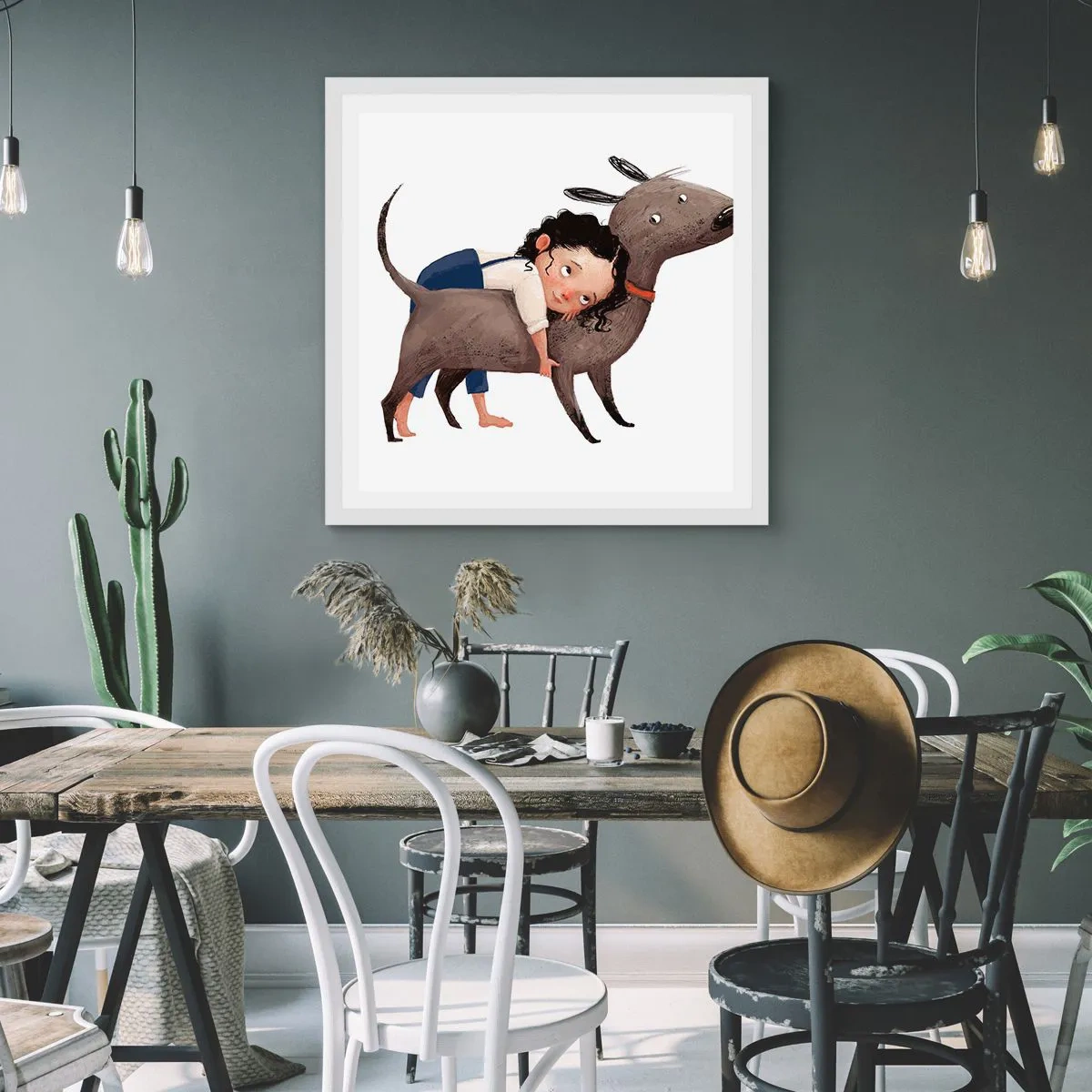 Póster en marco blanco - Mejores amigos - 40x40 cm