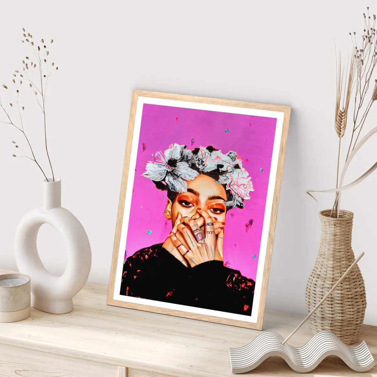 Póster en marco roble claro - Un poco alocada - 70x100 cm