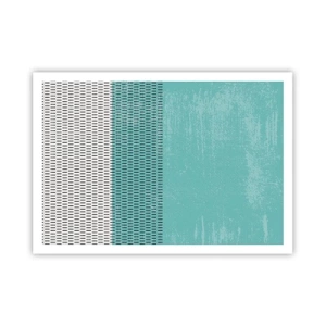 Póster - Composición geométrica con turquesa y líneas. - 100x70cm - Composición equilibrada - Decoración de pared moderna para salón y dormitorio ARTTOR
