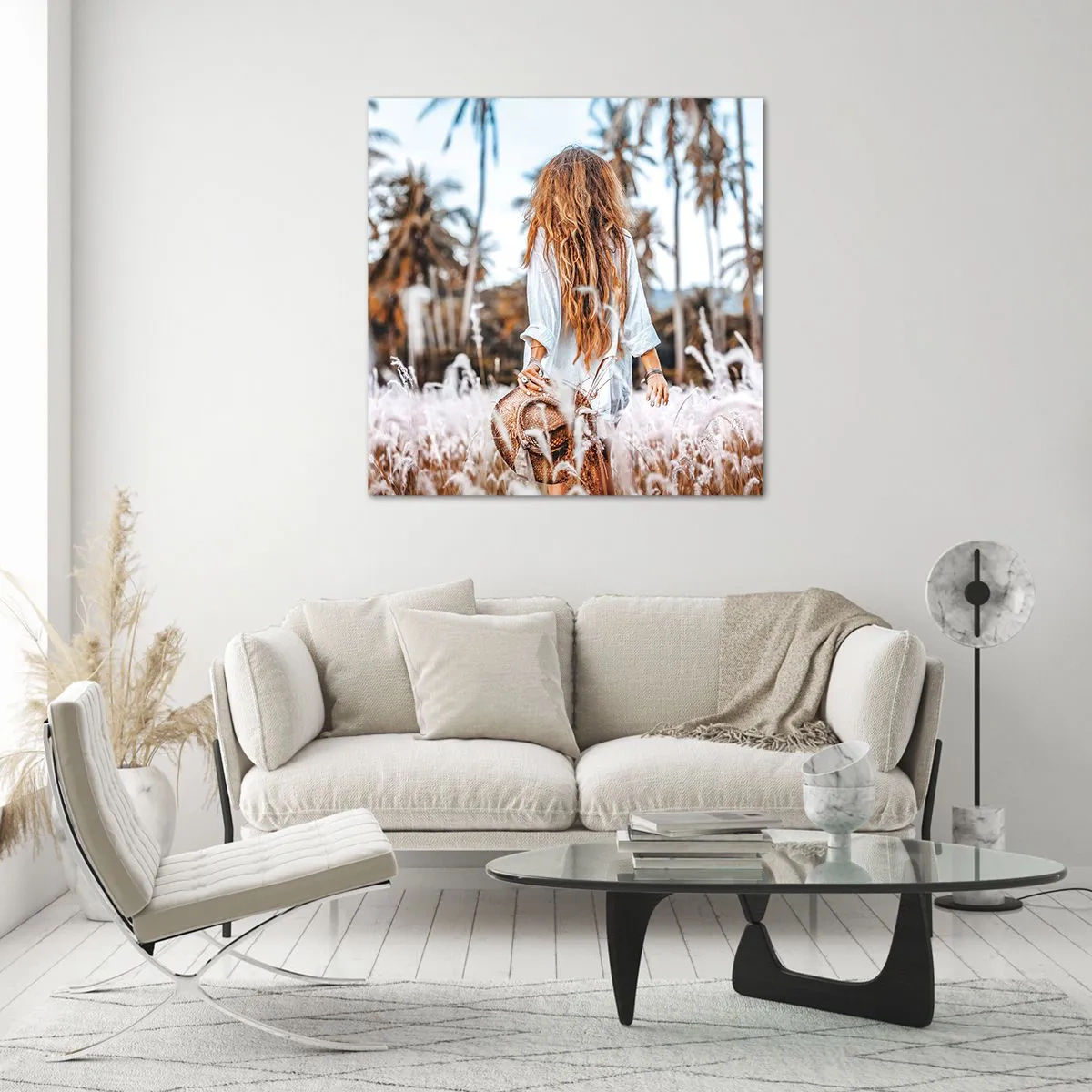 Cuadro sobre vidrio - Impresiones sobre Vidrio - Nacida en el plumón de la Tierra - 70x70 cm