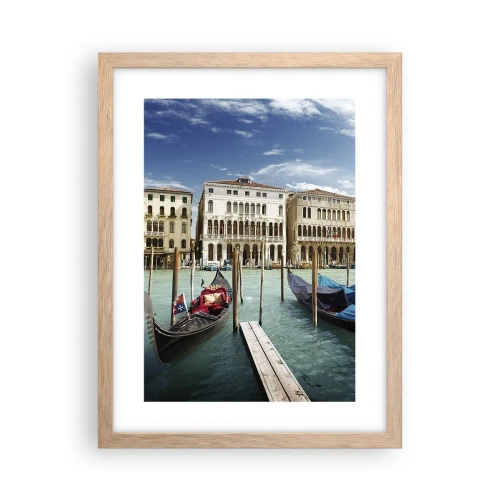 Póster en marco roble claro - Palacios en azul - 30x40 cm