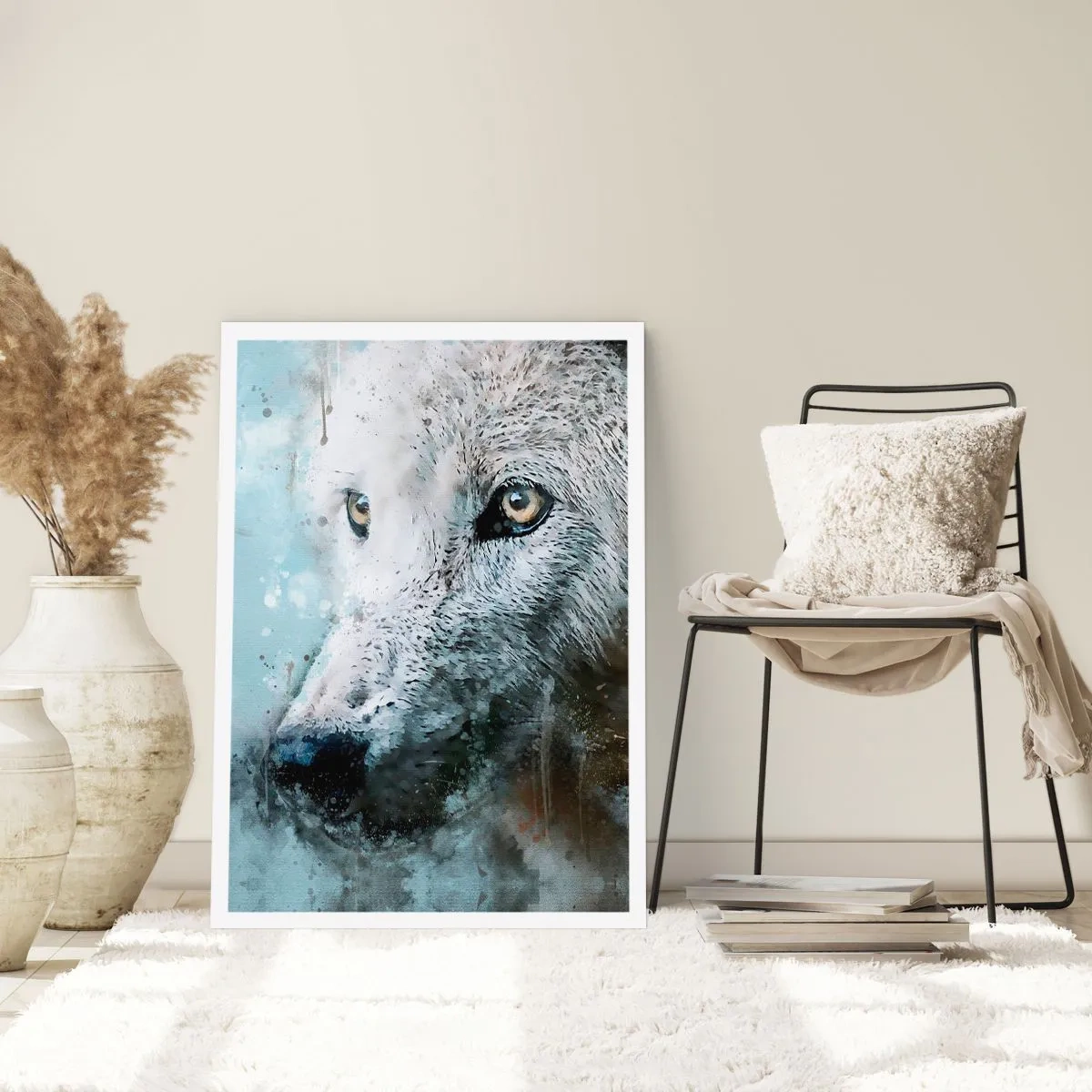 Póster - Retrato de lobo con detalles artísticos de acuarela. - 50x70cm - Conoce el alma del lobo - Decoración de pared moderna para salón y dormitorio ARTTOR