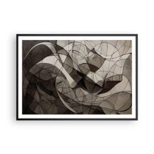 Póster en marco negro - Patrón abstracto en tonos marrones y terrosos. - 100x70cm - Circulación en colores tierra - Decoración de pared moderna para salón y dormitorio ARTTOR