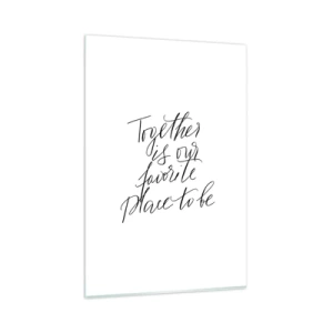 Cuadro sobre vidrio - Impresiones sobre Vidrio - Inscripción tipográfica en un estilo elegante sobre un fondo blanco. - 80x120cm - ¿Tú también lo sientes? - Decoración de pared moderna para salón y dormitorio ARTTOR