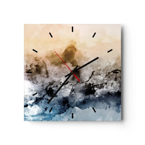 Reloj de pared - Reloj de vidrio - Hundido en una nube de niebla - 40x40 cm