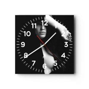 Reloj de pared - Reloj de vidrio - Escuela de seducción - 30x30 cm