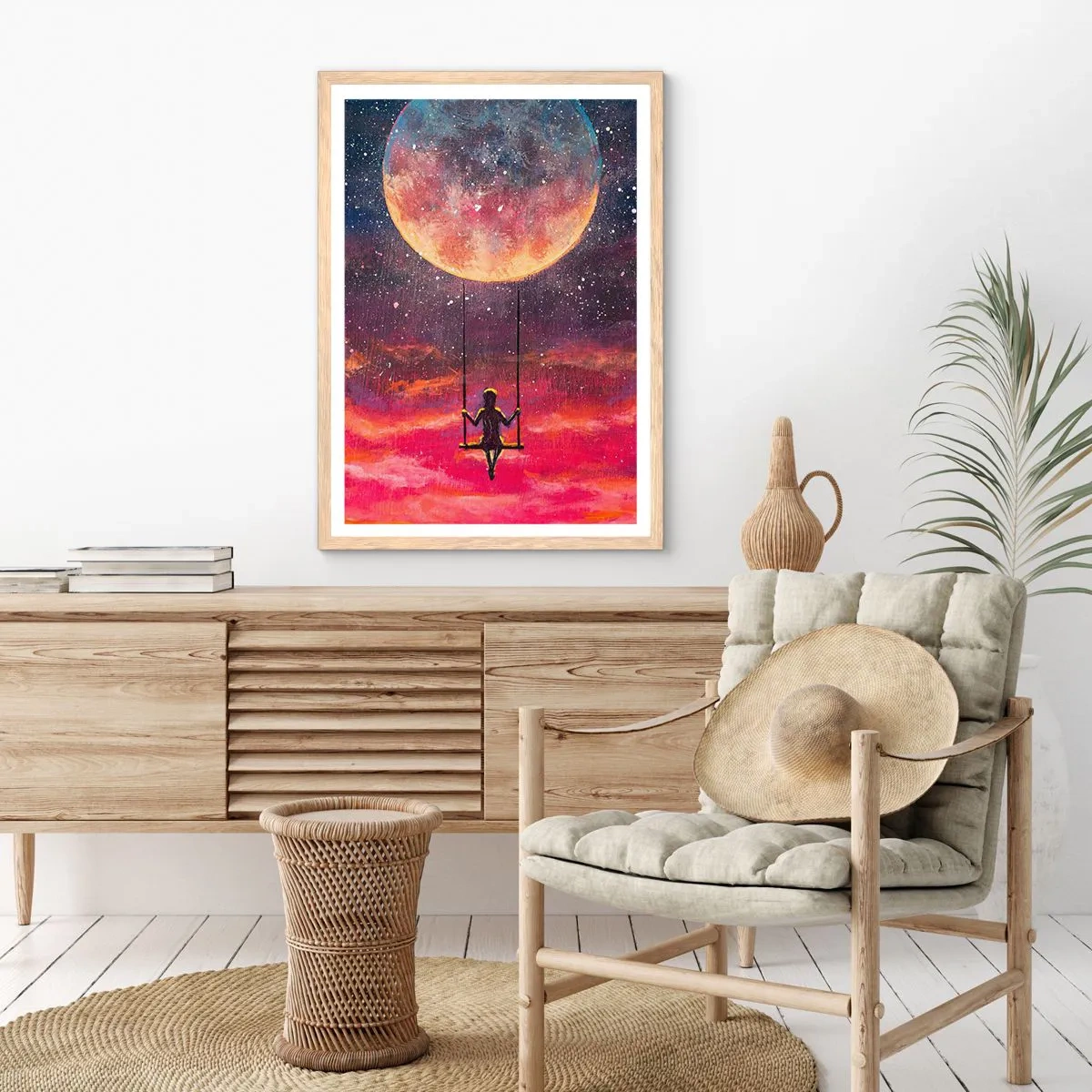 Póster en marco roble claro - Disfrutar de las nubes - 30x40 cm