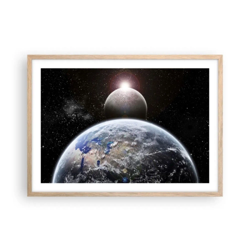 Póster en marco roble claro - Paisaje cósmico - amanecer - 70x50 cm