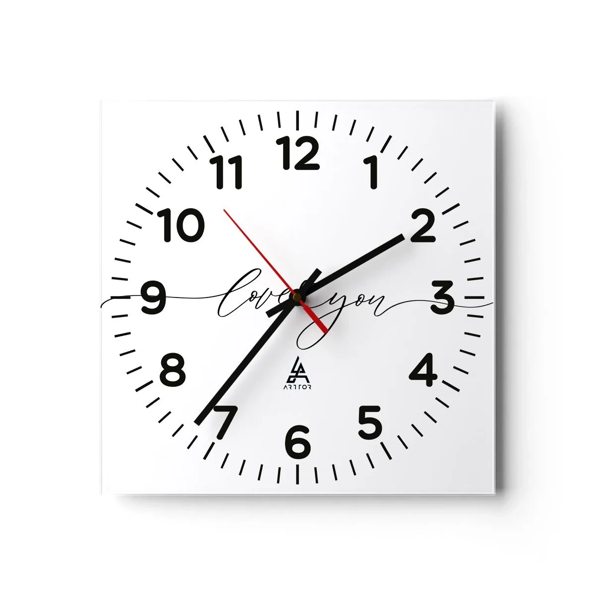 Reloj de pared - Reloj de vidrio - Negro sobre blanco - 30x30 cm