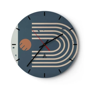 Reloj de pared - Reloj de vidrio - Geometría sobre azul marino - 40x40 cm