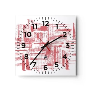 Reloj de pared - Reloj de vidrio - Ciudad roja - 40x40 cm
