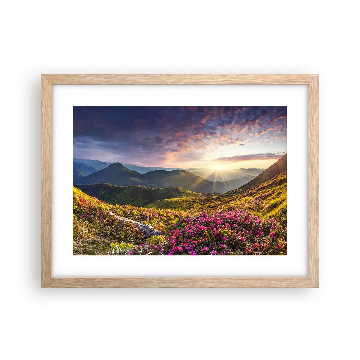 Póster en marco roble claro - La frescura de una mañana de montaña - 40x30 cm