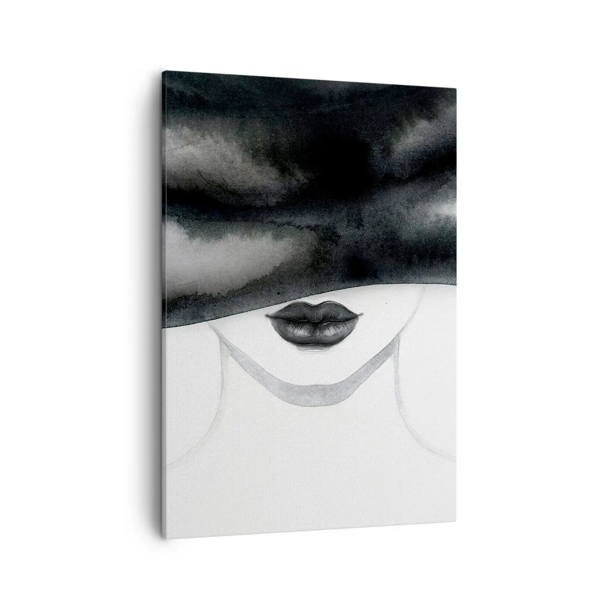 Cuadro sobre lienzo - Impresión de Imagen - Un retrato sutil de una mujer con el rostro cubierto en un estilo monocromático. - 50x70cm - Un misterio sensual - Decoración de pared moderna para salón y dormitorio ARTTOR