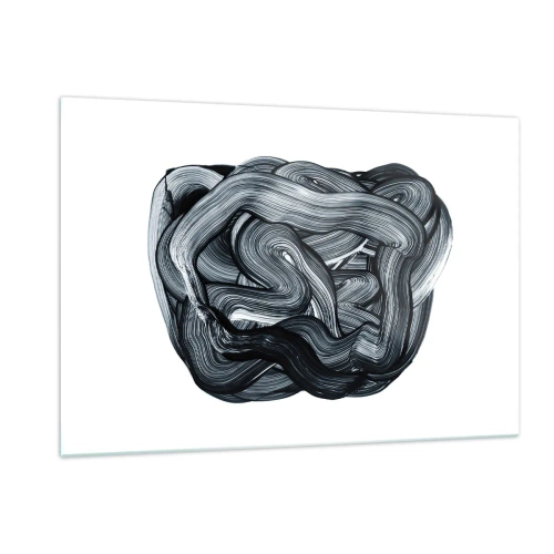 Cuadro sobre vidrio - Impresiones sobre Vidrio - Abstracción de pinceladas en blanco y negro - 120x80cm - No es tan sencillo - Decoración de pared moderna para salón y dormitorio ARTTOR