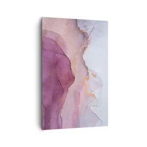 Cuadro sobre lienzo - Impresión de Imagen - Una composición abstracta en tonos morados y dorados. - 80x120cm - Olas de lila y púrpura - Decoración de pared moderna para salón y dormitorio ARTTOR