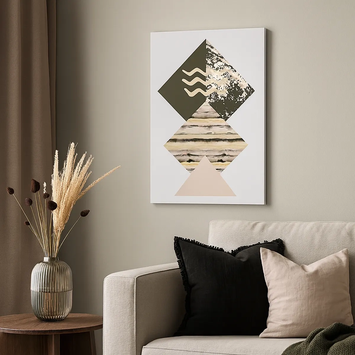 Cuadro sobre lienzo - Impresión de Imagen - Formas geométricas con patrones abstractos - 50x70cm - No es tan sencillo - Decoración de pared moderna para salón y dormitorio ARTTOR