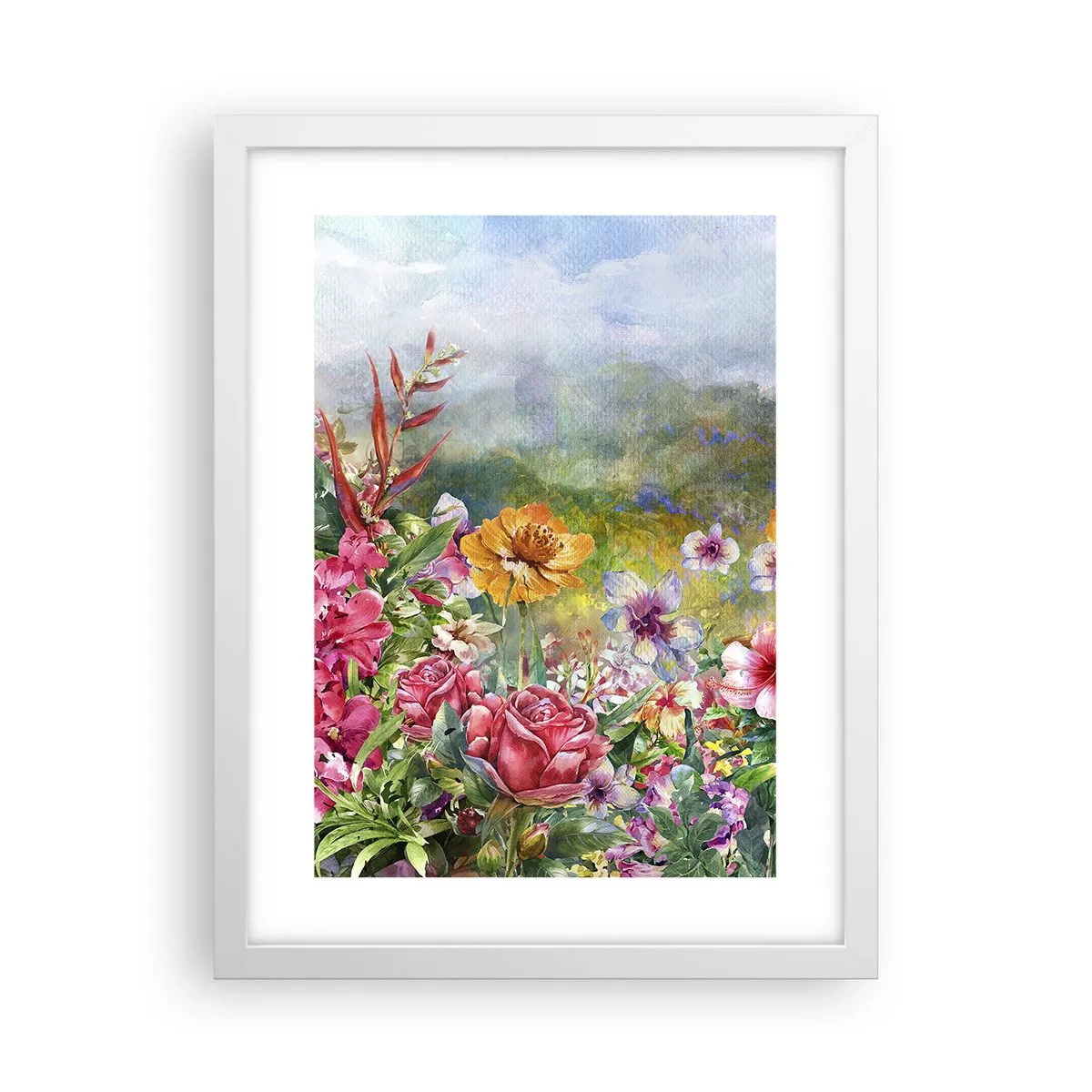 Póster en marco blanco - Un jardín enloquecido - 30x40 cm
