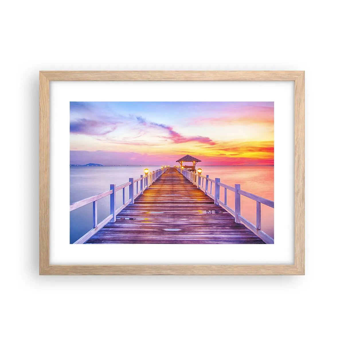 Póster en marco roble claro - El silencio lila-dorado de la tarde - 40x30 cm