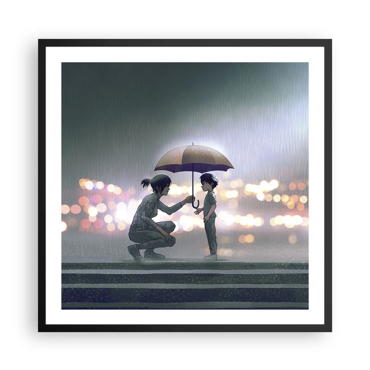 Póster en marco negro - Y todo está bien - 60x60 cm