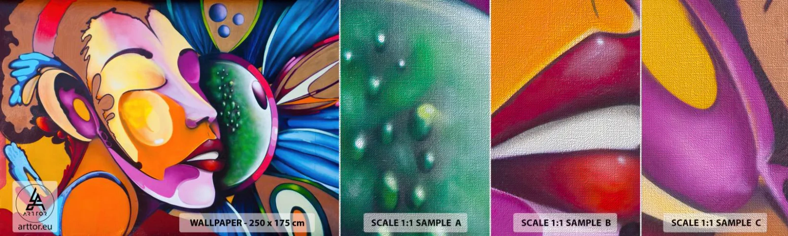 Muestra de fotomural Premium Canvas - Toque de color - Abstracción, Mujer, Cubismo - 100x30 cm