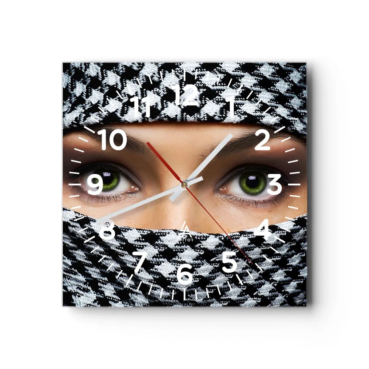 Reloj de pared - Reloj de vidrio - Hermosa mirada de ojos verdes - 40x40 cm