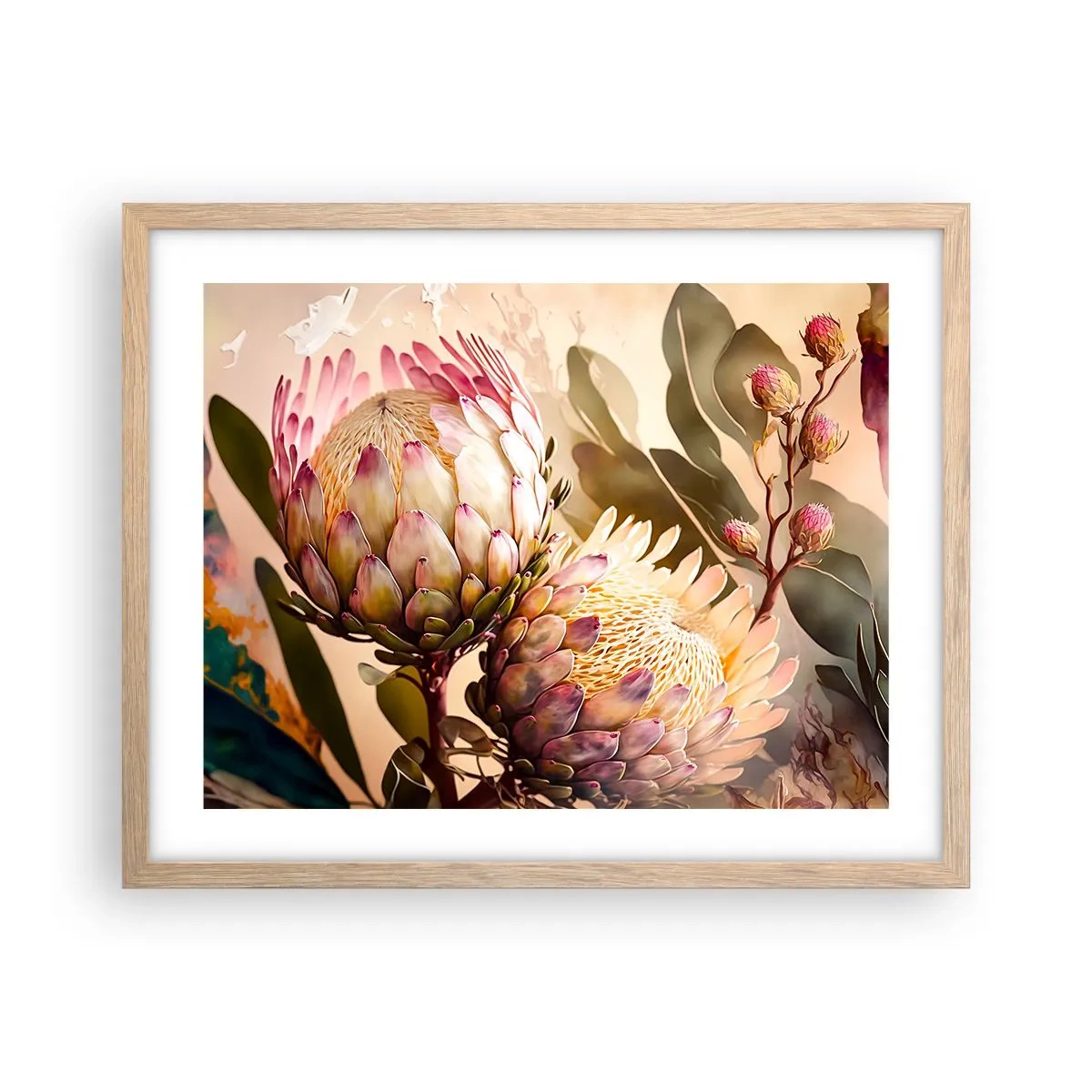 Póster en marco roble claro - Abrazados con ternura - 50x40 cm