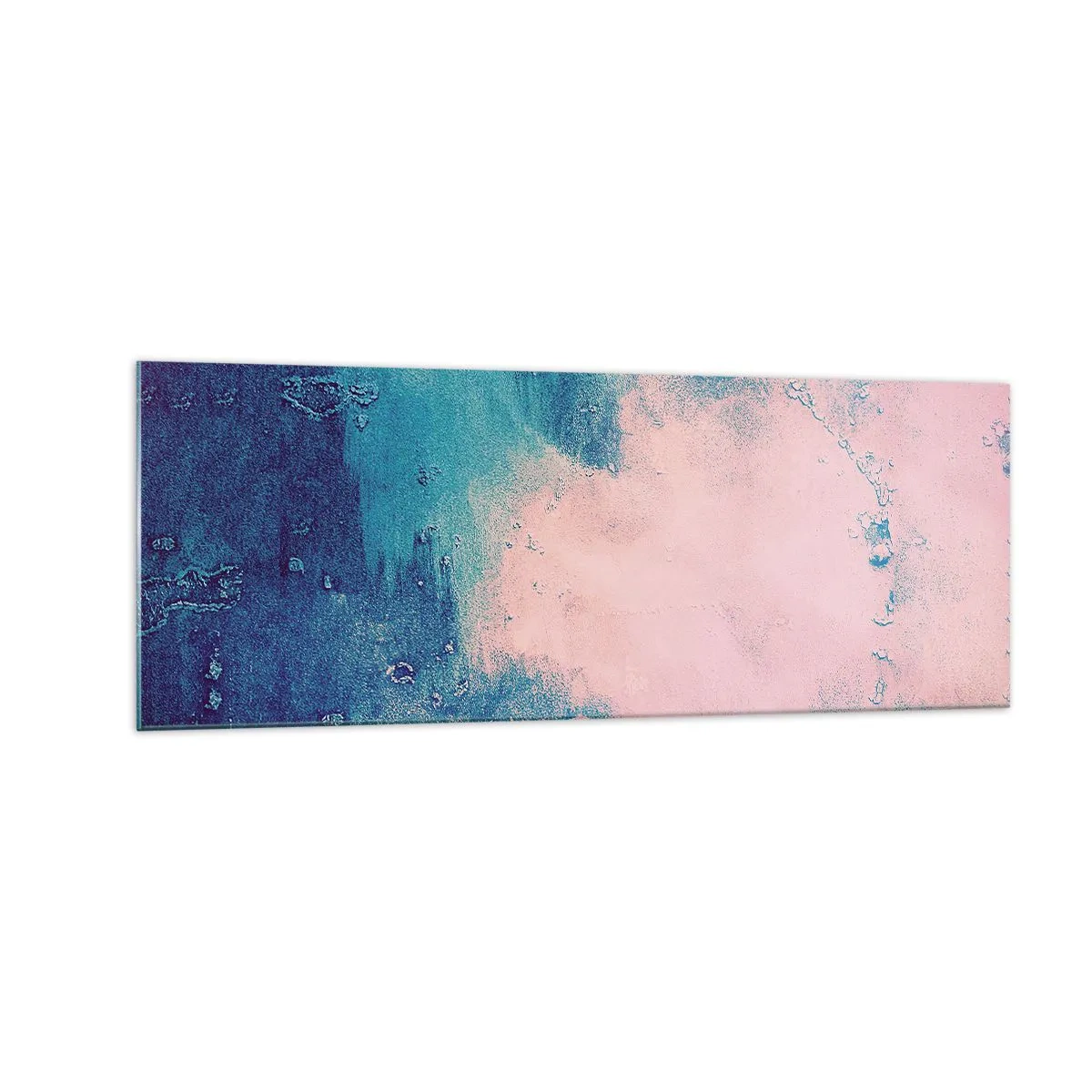Cuadro sobre vidrio - Impresiones sobre Vidrio - Textura abstracta en tonos rosa y azul. - 140x50cm - Abrazo azul - Decoración de pared moderna para salón y dormitorio ARTTOR