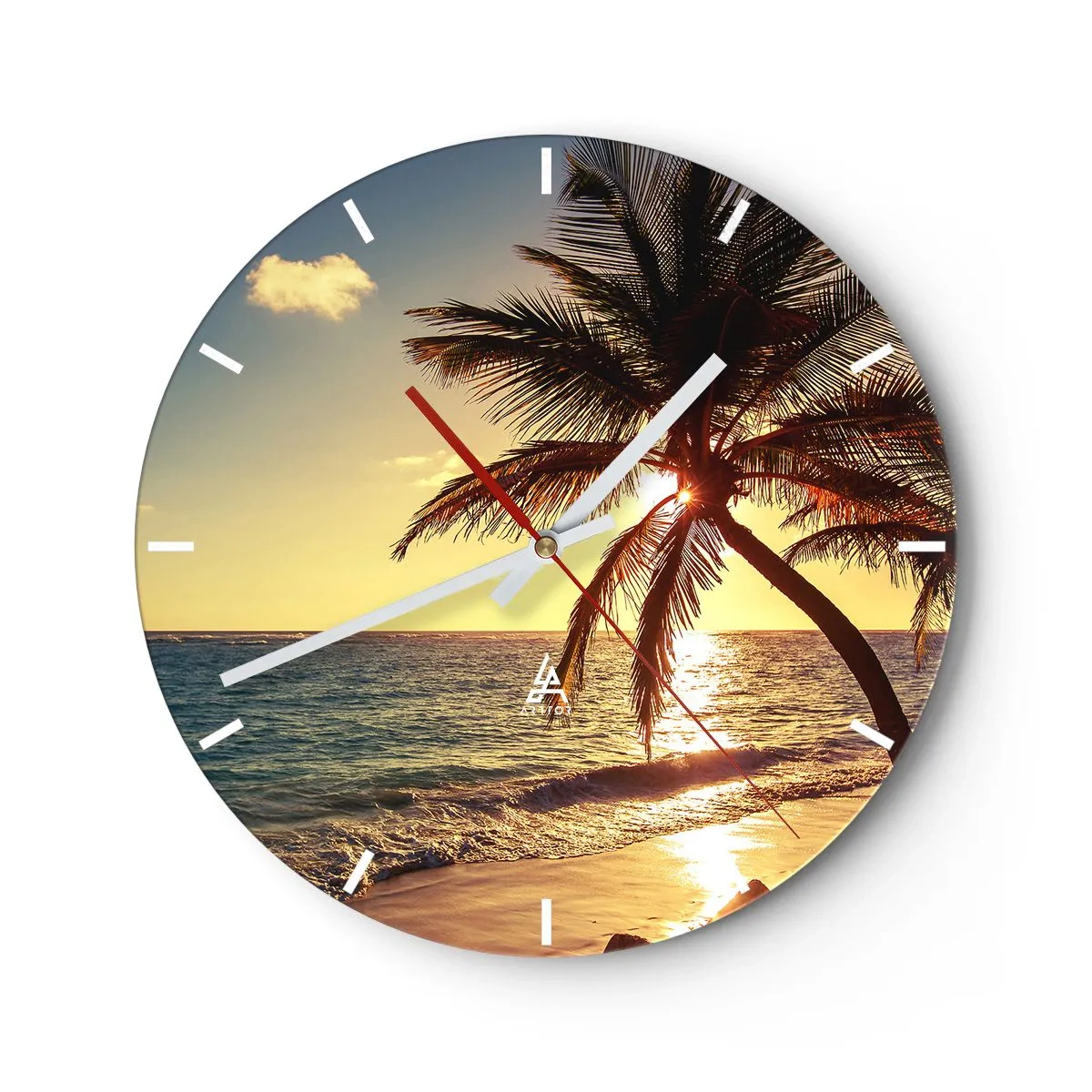 Reloj de pared - Reloj de vidrio - Verano bajo las palmeras - 40x40 cm