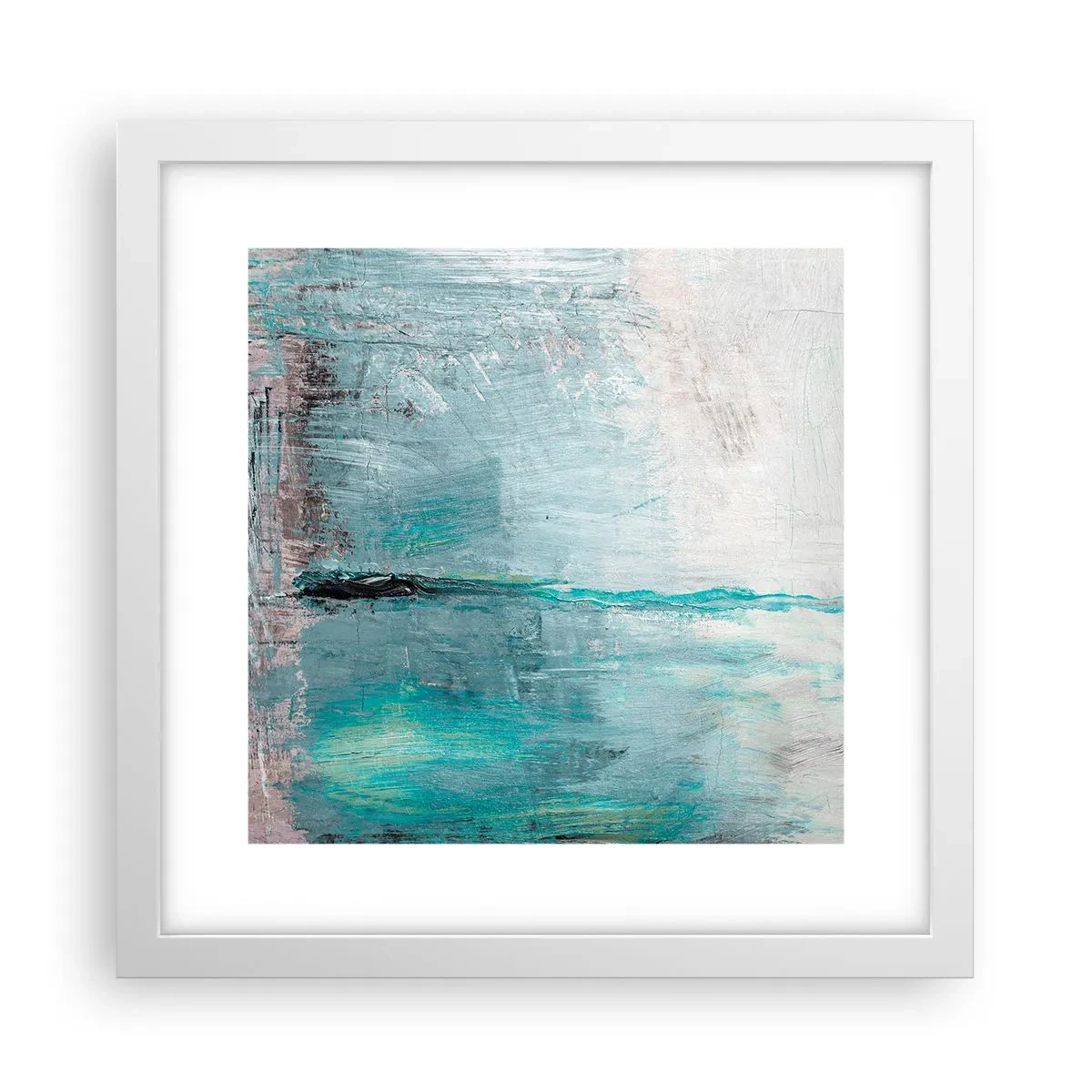 Póster en marco blanco - Horizontalmente sobre el azul - 30x30 cm