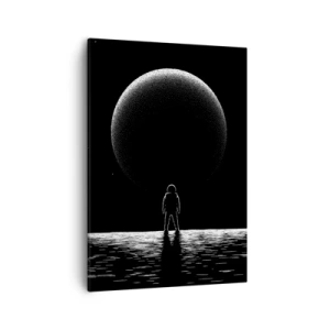 Cuadro sobre lienzo - Impresión de Imagen - Un astronauta con el telón de fondo de un gran planeta en el espacio exterior. - 50x70cm - Cara a cara - Decoración de pared moderna para salón y dormitorio ARTTOR