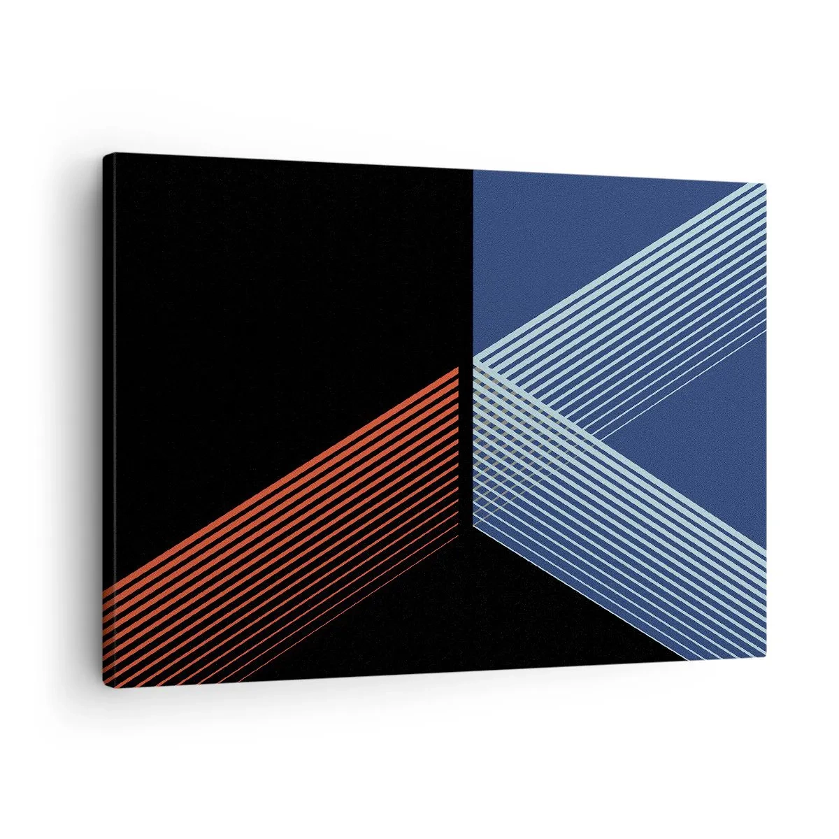 Cuadro sobre lienzo - Impresión de Imagen - Líneas geométricas en tonos rojos y azules. - 70x50cm - La rectitud - Decoración de pared moderna para salón y dormitorio ARTTOR
