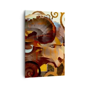 Cuadro sobre lienzo - Impresión de Imagen - Un carnero simbólico en una composición abstracta. - 80x120cm - Magia - religiones - rituales - Decoración de pared moderna para salón y dormitorio ARTTOR