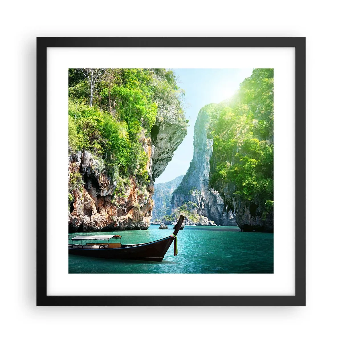 Póster en marco negro - Una invitación a un viaje exótico - 40x40 cm