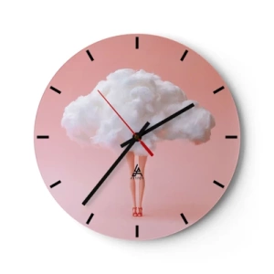 Reloj de pared - Reloj de vidrio - Piernas en tacones rojos y una nube en lugar de cabeza. - 30x30cm - Dulce promesa - Decoración de pared moderna para salón, cocina y dormitorio ARTTOR