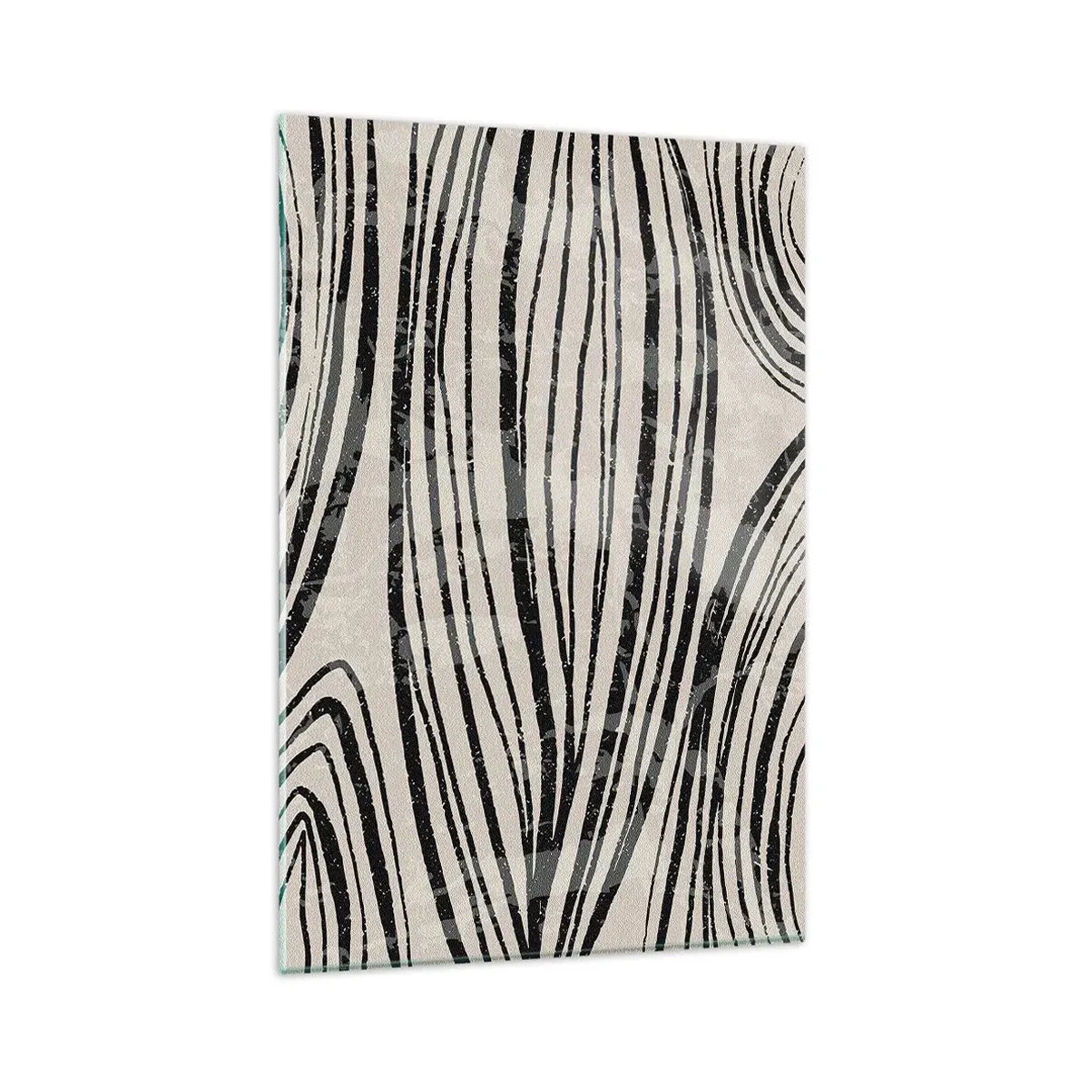 Cuadro sobre vidrio - Impresiones sobre Vidrio - Ondas abstractas en tonos blanco y negro - 80x120cm - Salpicadura de líneas - Decoración de pared moderna para salón y dormitorio ARTTOR