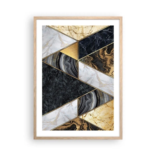 Póster en marco roble claro - Collage de piedras - 50x70 cm