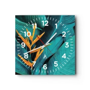 Reloj de pared - Reloj de vidrio - Flor del Edén - 40x40 cm