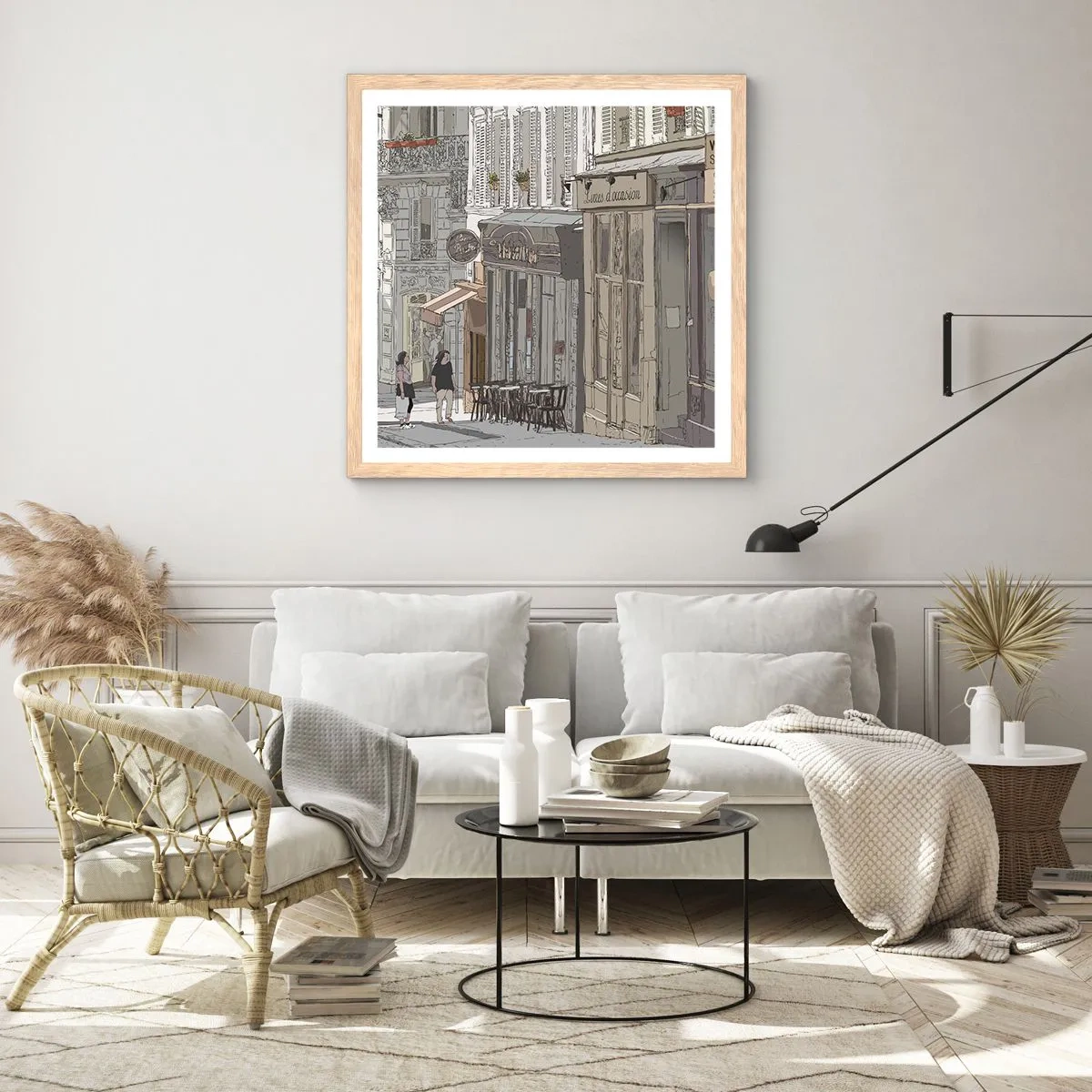 Póster en marco roble claro - Alegrías urbanas - 50x50 cm