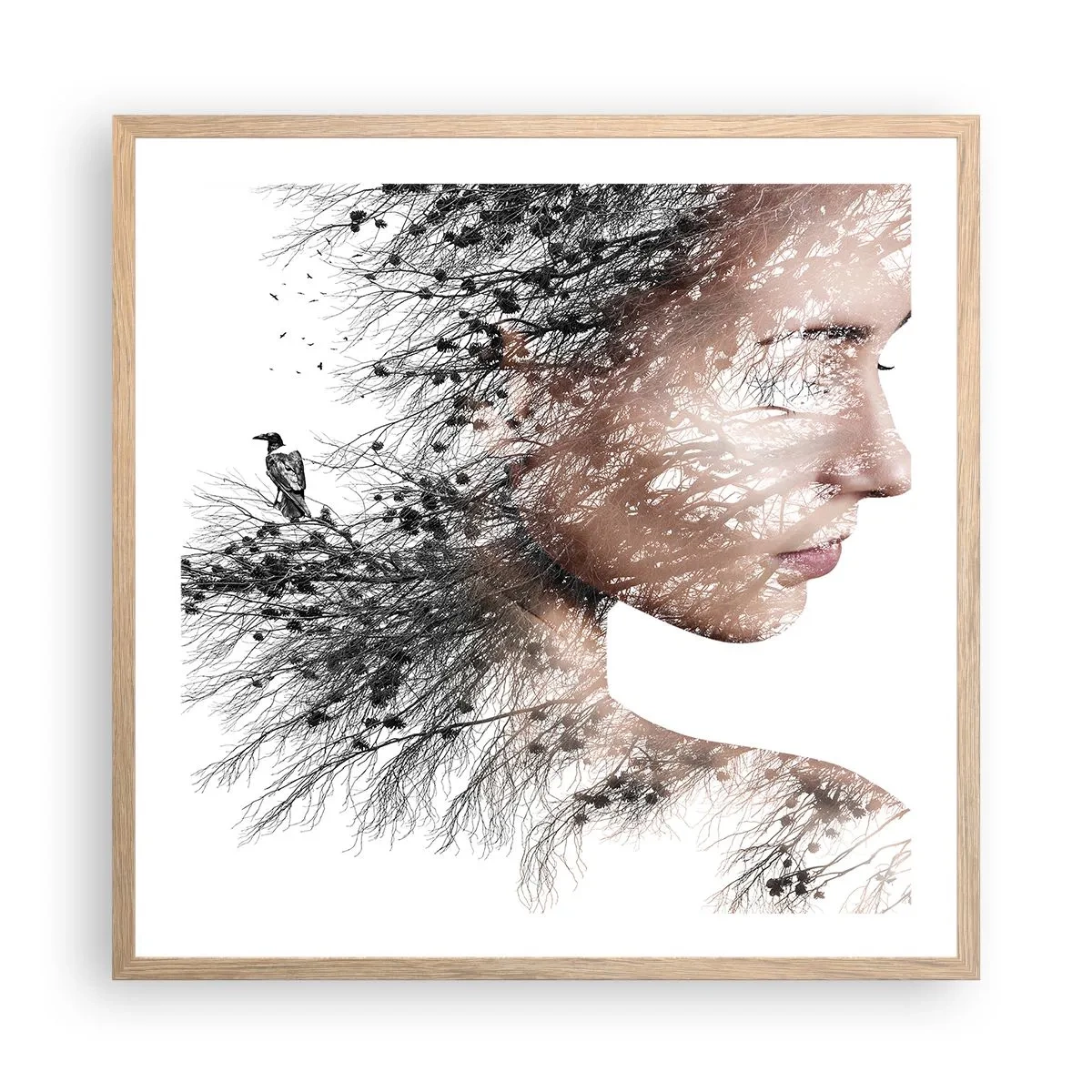 Póster en marco roble claro - Espíritu del bosque - 60x60 cm