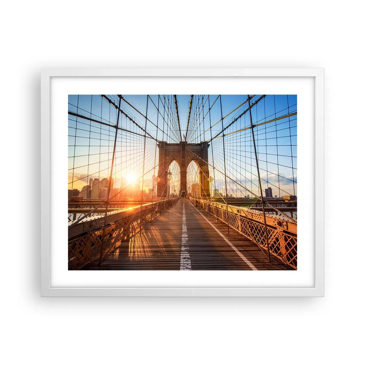 Póster en marco blanco - En el puente dorado - 50x40 cm