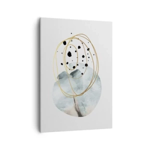 Cuadro sobre lienzo - Impresión de Imagen - Abstracción minimalista con patrón geométrico y líneas doradas. - 50x70cm - El concepto del espacio - Decoración de pared moderna para salón y dormitorio ARTTOR