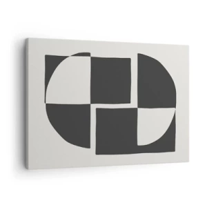 Cuadro sobre lienzo - Impresión de Imagen - Formas geométricas abstractas en blanco y negro - 70x50cm - Antítesis - síntesis - Decoración de pared moderna para salón y dormitorio ARTTOR