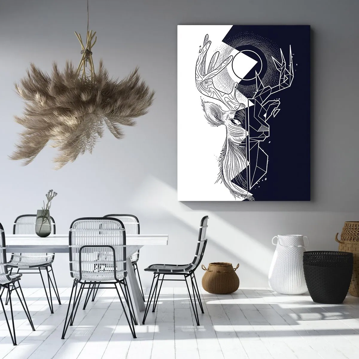 Cuadro sobre lienzo - Impresión de Imagen - Geometría y naturaleza en una composición simbólica - 50x70cm - Lucha y unidad de los opuestos - Decoración de pared moderna para salón y dormitorio ARTTOR