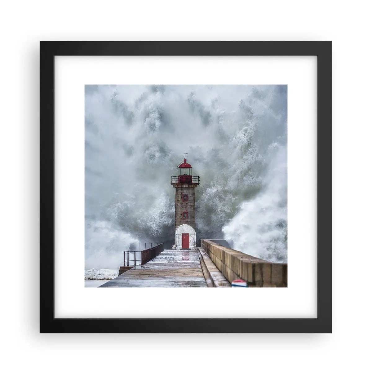 Póster en marco negro - El rugido de las aguas, la fuerza del viento - 30x30 cm